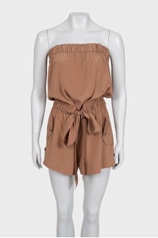 Brown jumpsuit with an open top