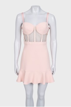 Pink mini dress with a sheer insert