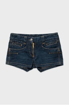 Denim shorts with brand logo