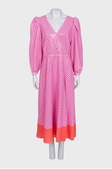 Pink polka dot maxi dress with tag