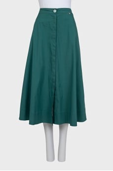 Green straight-cut skirt