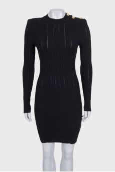 Black fitted wool dress