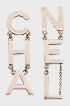 Logo and letter pendant earrings
