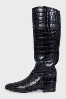 Crocodile skin boots