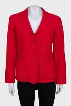 Fitted red jacket with patch pockets