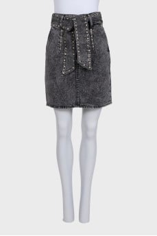 Denim skirt decorated with crystals