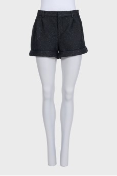 Black tweed shorts