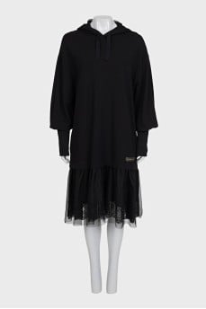 Black dress with tulle and lace