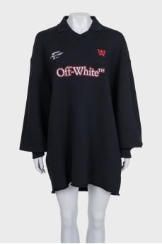 Black oversized dress with embroidery