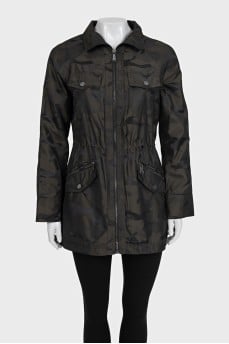 Military print trench coat
