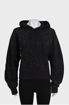 Black rhinestone hoodie by Mugler x H&M