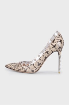 Rockstud beige leather shoes