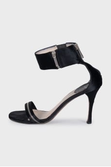 Black textile sandals