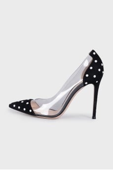 Black shoes with transparent inserts