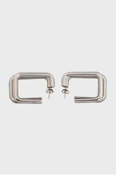 Silver-colored voluminous earrings