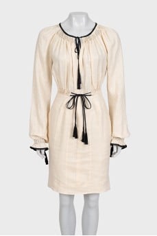 Linen dress with tie waist