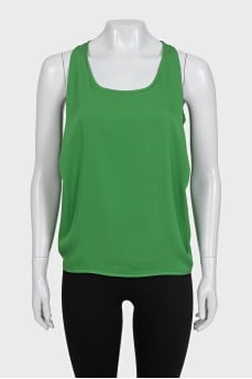 Silk blouse with mesh insert