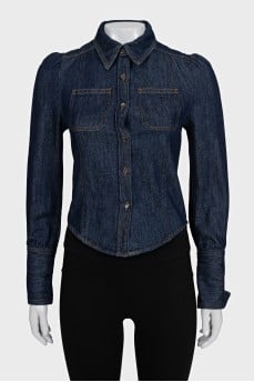 Blue denim shirt with patch pockets