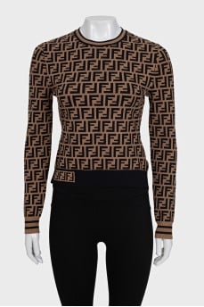 Brown jumper with signature print