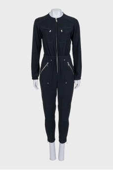 Black jumpsuit with zip-up trousers