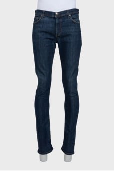 Men's blue slim fit jeans with logo