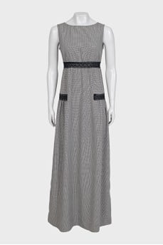 Black and white dress with lace in a checkered print