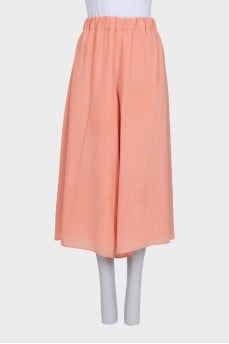 Pink silk cropped trousers
