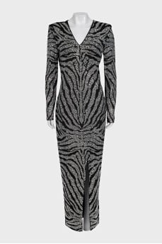 Black maxi dress with rhinestones