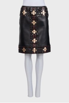 Black sheepskin skirt