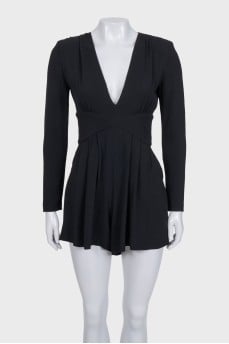 Black fitted jumpsuit with shorts