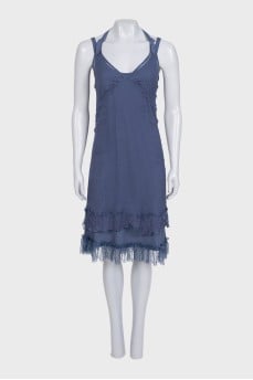 Double-layer dress with lace trim