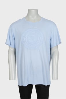 Men's blue T-shirt with embroidery
