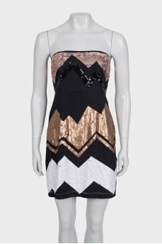 Silk mini dress decorated with sequins