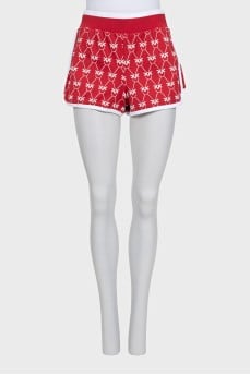 Red printed sports shorts