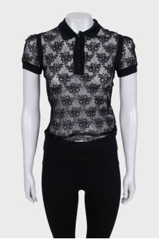 Lace blouse with a zipper on the back