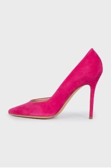 Pink suede pumps