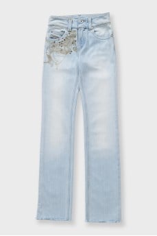 Blue jeans with embroidery