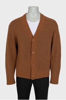 Men's brown wool cardigan
