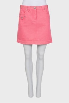 Pink denim skirt