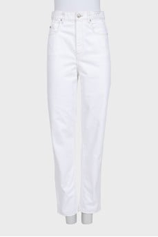 White jeans with embroidered logo