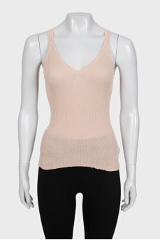 Pink V-neck tank top