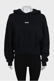 Black hoodie with contrasting logo