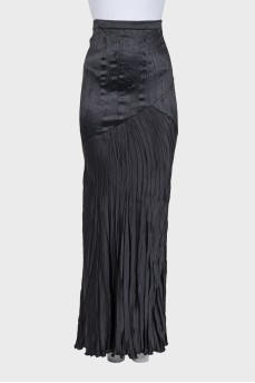 Silk pleated maxi skirt