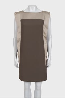 Straight-cut dress with vertical ruffles