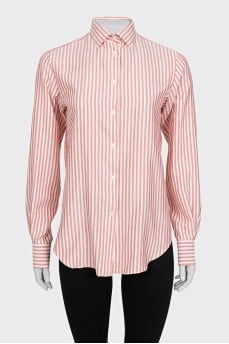 Straight-cut striped silk shirt