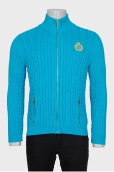 Men's cardigan with a gold zipper