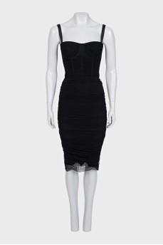 Draped mesh fitted dress