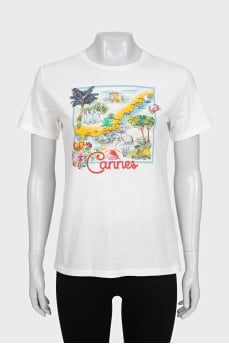 Straight-cut T-shirt with an accent print