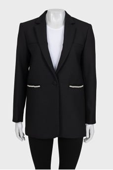 Straight jacket with decorated pockets