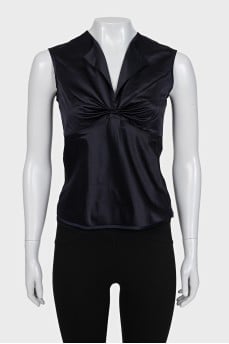 Satin blouse with V-neck